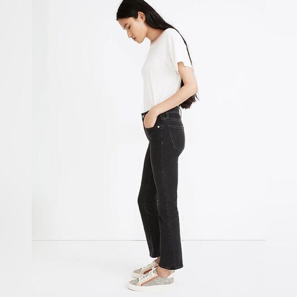 Madewell Cali Demi Black Grey Jeans Straight Leg Size 25 - Picture 4 of 13